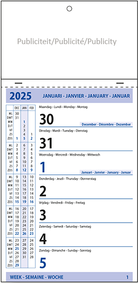 Bloc semainier Calendrier déchirable 2025