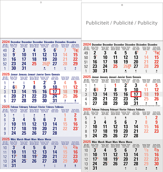 Calendrier 4 mois 2025 Classic