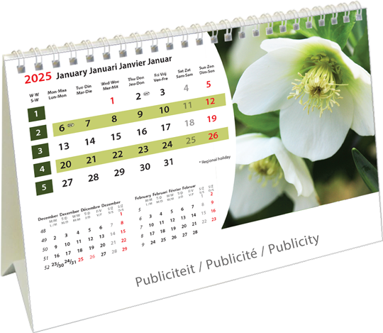 Calendrier de bureau chevalet 2025 Flowers