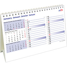 Calendrier de bureau chevalet 2025 International Memo
