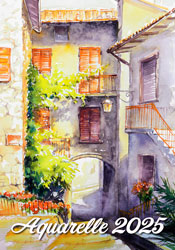 Calendrier mural 2025 Aquarelle 13p 31x52cm Page de garde
