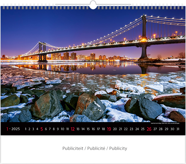 Calendrier mural 2025 Bridges 13p 45x38cm