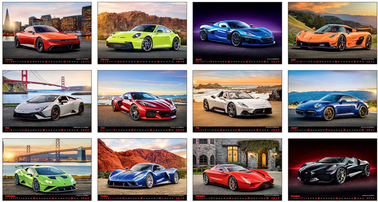 Calendrier mural 2024 Cars 13p 45x38cm Images