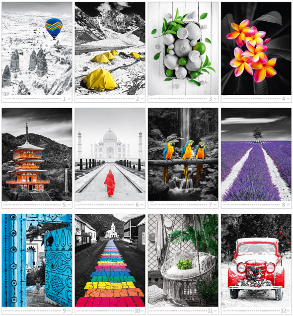 Calendrier mural 2026 Colour Art 13p 31x52cm Images