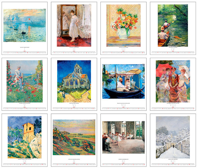 Calendrier mural 2025 Impressionism 13p 45x59cm Images