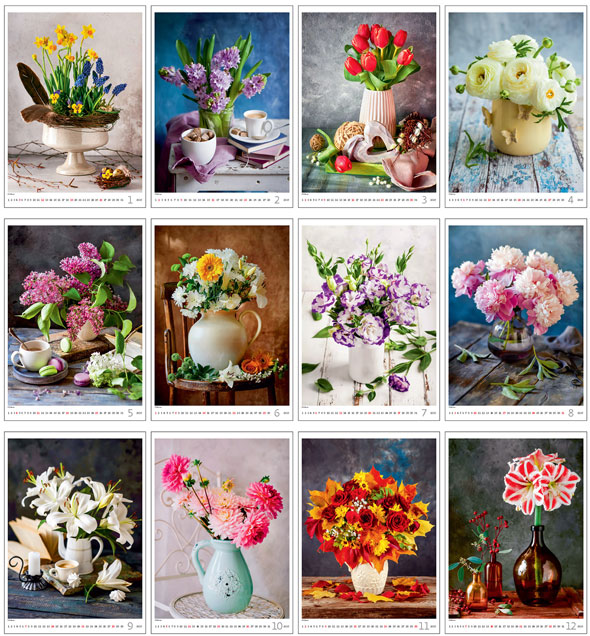 Calendrier mural 2025 Magic Flowers 13p 31x52cm Images