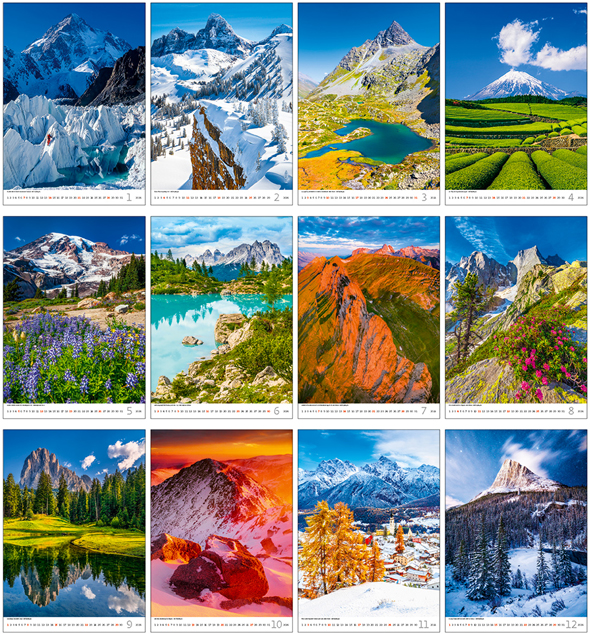 Calendrier mural 2024 Mountains 13p 31x52cm Images