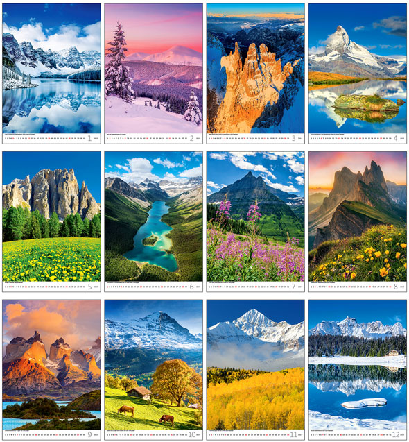 Calendrier mural 2024 Mountains 13p 31x52cm Images