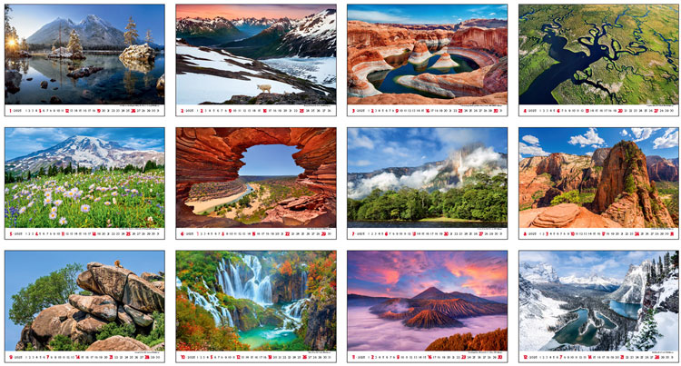 Calendrier mural 2025 National Parks 13p 45x38cm Images
