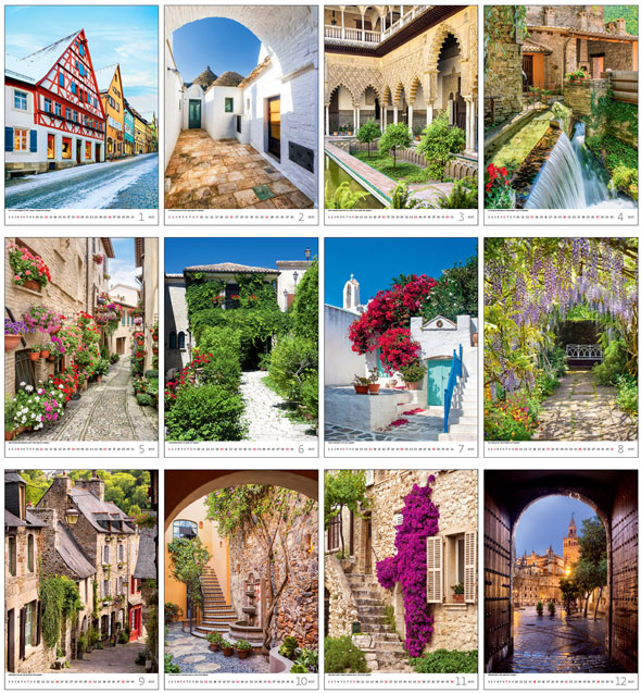 Calendrier mural 2025 Romantic Corners 13p 31x52cm Images