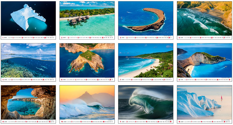 Calendrier mural 2025 Sea 13p 45x38cm Images