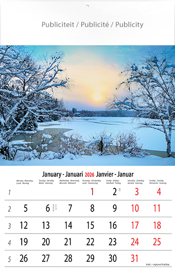 Calendrier mural 2026 Serenity 13p 30x47cm