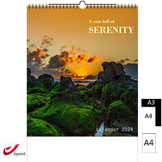 Calendrier publicitaire illustré 2024 Serenity A4 A3
