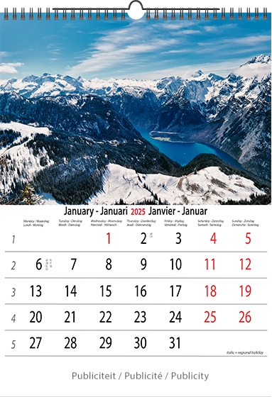 Calendrier mural 2025 Serenity 13p A4 A3