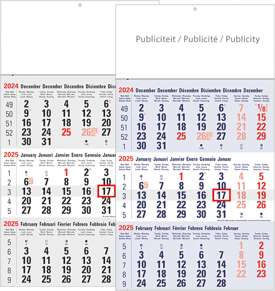 Calendrier trimestriel 2025 Classic
