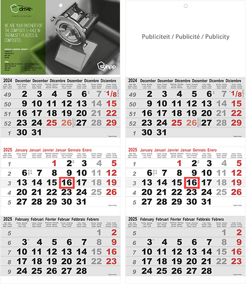 Calendrier 3 mois 2025 Maxi