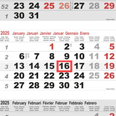 Calendriers mensuels