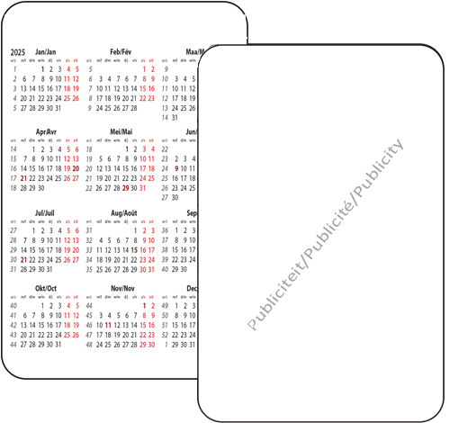 Calendrier de poche 2025 Simple